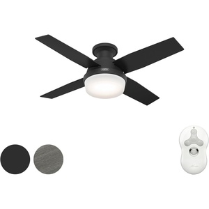 image:imageHunter Fan 52 inch Casual Fresh White IndoorOutdoor Ceiling Fan with LED Light Kit RenewedMatte Black