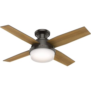 image:imageHunter Fan 52 inch Casual Fresh White IndoorOutdoor Ceiling Fan with LED Light Kit RenewedNoble Bronze  Mid Century Walnut