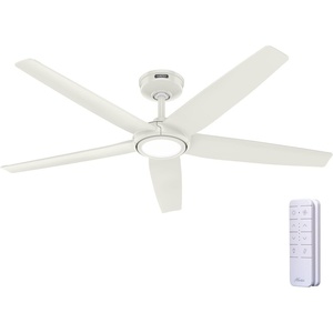 image:imageHunter Fan 52 inch Ceiling Fan with Light Outdoor or Indoor White Ceiling Fan with Remote for Porch Living Room Office Kitchen Garage 5 Blades RenewedFresh White