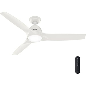 image:imageHunter Fan 52 inch Ceiling Fan with Light and Remote Outdoor or Indoor White Ceiling Fan for Porch Living Room Office Kitchen Garage 3 Blades Renewed