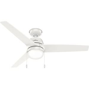 image:imageHunter Fan 52 inch Ceiling Fan with Lights and Pull Chain Outdoor or Indoor White Ceiling Fan for Porch Living Room Office Kitchen Garage Renewed