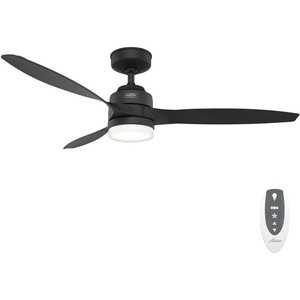 image:imageHunter Fan 52 inch Ceiling Fan with Lights and Remote Outdoor or Indoor Black Ceiling Fan for Porch Living Room Office Kitchen Garage Renewed
