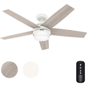 image:imageHunter Fan 52 inch Ceiling Fan with Lights and Remote Outdoor or Indoor White Ceiling Fan for Porch Living Room Office Kitchen Basement Renewed