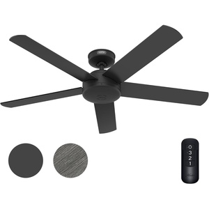 image:imageHunter Fan 52 inch Ceiling Fan with No Light Outdoor or Indoor Matte Black Ceiling Fan with Remote for Porch Living Room Office Kitchen Garage 5 Blades RenewedMatte Black