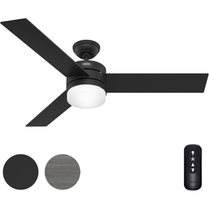 image:imageHunter Fan 54 inch Ceiling Fan with Lights and Remote Outdoor or Indoor Black Modern Ceiling Fan for Porch Living Room Office Kitchen Renewed