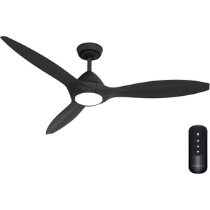 image:imageHunter Fan 56 inch Ceiling Fan with Light and Remote Outdoor or Indoor Matte Black Ceiling Fan for Porch Living Room Office Kitchen Garage 3 Blades Renewed