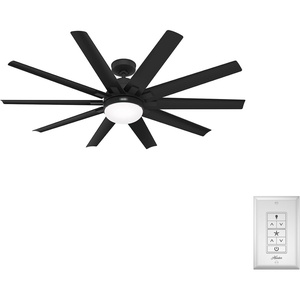 image:imageHunter Fan 60 inch Black Outdoor Ceiling Fan for Porch with LED Light and 10 Blades Farmhouse Ceiling Fan for Living Room Bedroom Kitchen Renewed