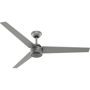 image:imageHunter Fan 60 inch Ceiling Fan with No Light Outdoor or Matte Silver Ceiling Fan for Porch Living Room Office Kitchen Garage 3 Blades Renewed