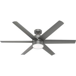 image:imageHunter Fan 60 inch Contemporary Matte Silver Finish Outdoor Ceiling Fan with LED Light Kit Renewed