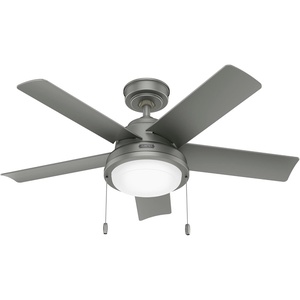 image:imageHunter Fan Company 51440 Seawall Ceiling Fan 44 Matte Silver  WeatherMax coastal design for outdoor spaces SureSpeed high velocity airflow LED light and pull chain controlMatte Silver