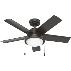 image:imageHunter Fan Company 51440 Seawall Ceiling Fan 44 Matte Silver  WeatherMax coastal design for outdoor spaces SureSpeed high velocity airflow LED light and pull chain controlNoble Bronze