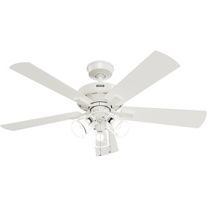 image:imageHunter Fan Company 52534 52 inch Crestfield HunterExpress Easy Install Matte Silver Ceiling Fan with LED Light Kit and Pull Chain  with LED Lights and Pull Chain Standard Mount For Bedroom Living Room Kitchen 35 inch Downrod 52534Fresh White