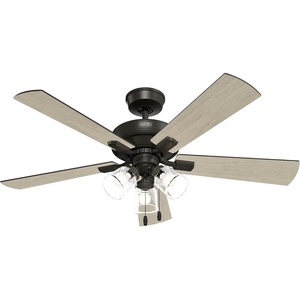 image:imageHunter Fan Company 52534 52 inch Crestfield HunterExpress Easy Install Matte Silver Ceiling Fan with LED Light Kit and Pull Chain  with LED Lights and Pull Chain Standard Mount For Bedroom Living Room Kitchen 35 inch Downrod 52534Noble Bronze