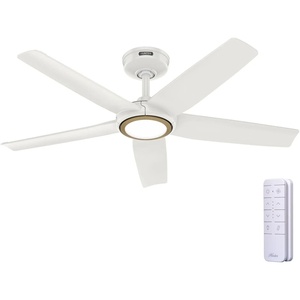 image:imageHunter Fan Outdoor or Indoor Ceiling Fan 44 in White Ceiling Fan with Light and Remote for Patios Living Room Bedroom Porch Garage 5 Blades Renewed