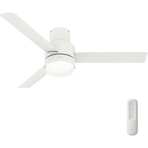 image:imageHunter Fan Outdoor or Indoor Ceiling Fan 52 in White Ceiling Fan with Light and Remote for Patios Living Room Bedroom Porch Garage 3 Blades Renewed