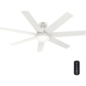 image:imageHunter Fan Outdoor or Indoor Ceiling Fan 60 in Fresh White Ceiling Fan with Light and Remote for Patios Living Room Bedroom Garage 7 Blades Renewed