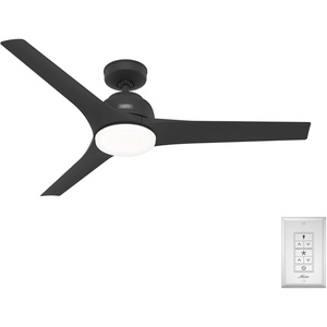 image:imageHunter Gallegos Outdoor or Indoor Ceiling Fan 52 inch Matte Black  with LED Light Standard Mount Wall Control Quiet 3 Blades For Patio Porch Garage 51585Matte Black