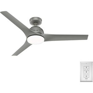 image:imageHunter Gallegos Outdoor or Indoor Ceiling Fan 52 inch Matte Black  with LED Light Standard Mount Wall Control Quiet 3 Blades For Patio Porch Garage 51585Matte Silver