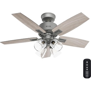 image:imageHunter Gatlinburg Indoor Ceiling Fan 5 Blades 52 inch Matte Silver  with LED Lights and Remote Control Standard Mount For Bedroom Living Room Kitchen 52431Matte Silver