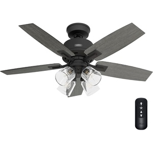 image:imageHunter Gatlinburg Indoor Ceiling Fan 5 Blades 52 inch Matte Silver  with LED Lights and Remote Control Standard Mount For Bedroom Living Room Kitchen 52431Matte Black