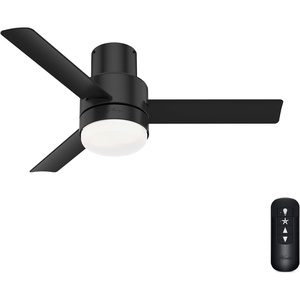 image:imageHunter Gilmour Outdoor or Indoor Ceiling Fan 44 inch Matte Silver  with LED Light and Remote Control Low Profile Mount Quiet 3 Blades For Living Room Patio Porch Garage 51475Matte Black
