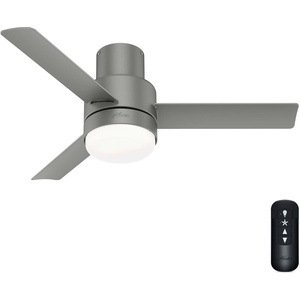 image:imageHunter Gilmour Outdoor or Indoor Ceiling Fan 44 inch Matte Silver  with LED Light and Remote Control Low Profile Mount Quiet 3 Blades For Living Room Patio Porch Garage 51475Matte Silver