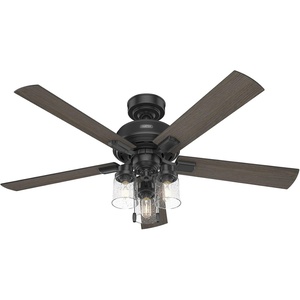 image:imageHunter Hartland Indoor Ceiling Fan with LED Lights 52 inch Matte Black  Standard Mount Pull Chain 5 Blades For Bedroom Living Room Kitchen 51745Matte Black