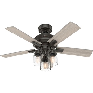 image:imageHunter Hartland Indoor Ceiling Fan with LED Lights 52 inch Matte Black  Standard Mount Pull Chain 5 Blades For Bedroom Living Room Kitchen 51745Noble Bronze