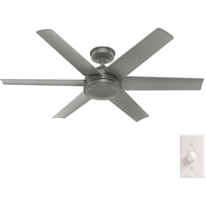 image:imageHunter Jetty WeatherMax IndoorOutdoor Ceiling Fan with Wall Control  No Light Standard Mount Wall Control 6 Blades For Living Room Patio Porch Garage 51202Matte Silver