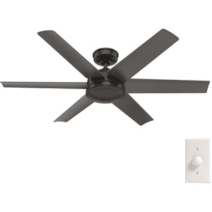 image:imageHunter Jetty WeatherMax IndoorOutdoor Ceiling Fan with Wall Control  No Light Standard Mount Wall Control 6 Blades For Living Room Patio Porch Garage 51202Noble Bronze