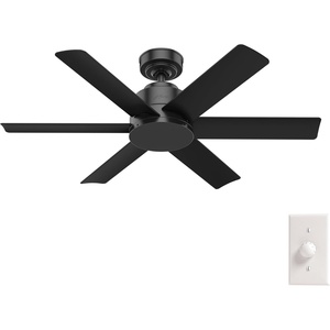 image:imageHunter Kennicott Outdoor or Indoor Ceiling Fan 52 inch Matte Silver  No Light Standard Mount Wall Control 6 Blades For Living Room Patio Porch Garage 51179Matte Black
