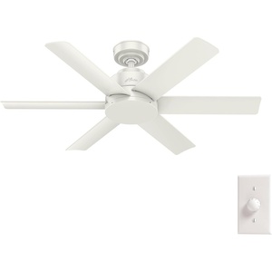 image:imageHunter Kennicott Outdoor or Indoor Ceiling Fan 52 inch Matte Silver  No Light Standard Mount Wall Control 6 Blades For Living Room Patio Porch Garage 51179Fresh White