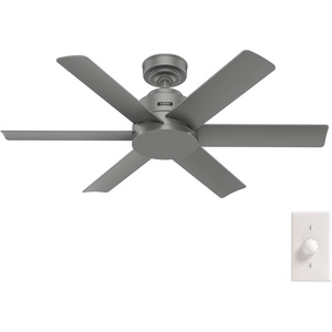 image:imageHunter Kennicott Outdoor or Indoor Ceiling Fan 52 inch Matte Silver  No Light Standard Mount Wall Control 6 Blades For Living Room Patio Porch Garage 51179Matte Silver