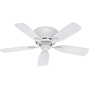 image:imageHunter Low Profile IV Indoor Ceiling Fan No Light 42 inch New Bronze  Low Profile Flush Mount Pull Chain 5 Blades For Bedroom Living Room Kitchen 51061White
