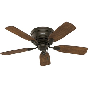 image:imageHunter Low Profile IV Indoor Ceiling Fan No Light 42 inch New Bronze  Low Profile Flush Mount Pull Chain 5 Blades For Bedroom Living Room Kitchen 51061New Bronze