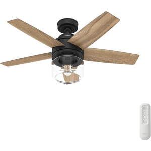 image:imageHunter Margo Indoor Ceiling Fan Standard Mount 52 inch Textured White  with LED Light and Remote Control Quiet 5 Blades For Bedroom Living Room Kitchen 52336Matte Black
