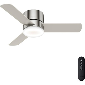 image:imageHunter Minimus Indoor Ceiling Fan Modern Quiet 44 inch Brushed Nickel  with LED Light Low Profile Flush Mount Remote Control 3 Blades For Bedroom Living Room 59454Brushed Nickel