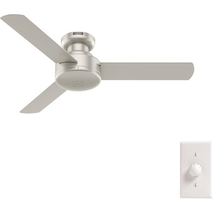image:imageHunter Presto Indoor Ceiling Fan No Light Modern 44 inch Dove Grey  Low Profile Mount Wall Control 3 Blades For Bedroom Living Room Kitchen 52404Matte Nickel