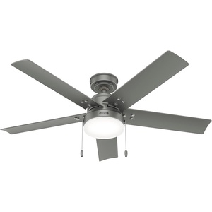 image:imageHunter Sea Point Outdoor or Indoor Ceiling Fan 52 inch Matte Silver  with LED Light and Pull Chain Standard Mount 5 Blades For Living Room Patio Porch Garage 51682Matte Silver
