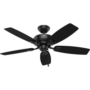 image:imageHunter Sea Wind Outdoor or Indoor Ceiling Fan 48 inch Matte Black  No Light Low Profile Flush Mount 5 Blades For Living Room Patio Porch Garage 53118Black