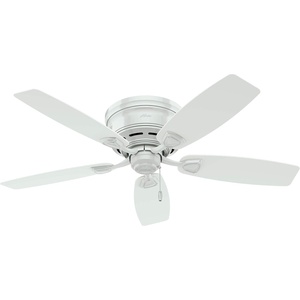 image:imageHunter Sea Wind Outdoor or Indoor Ceiling Fan 48 inch Matte Black  No Light Low Profile Flush Mount 5 Blades For Living Room Patio Porch Garage 53118White Finish