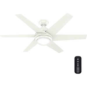 image:imageHunter Sotto Indoor Ceiling Fan Modern Quiet 52 inch Brushed Nickel  with LED Light and Remote Control Standard Mount 6 Blades For Bedroom Living Room Kitchen 50976Fresh White