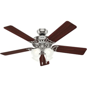 image:imageHunter Studio Series Indoor Ceiling Fan Quiet 52 inch Brushed Nickel  with LED Lights and Pull Chain Standard Mount 5 Blades For Bedroom Living Room Kitchen 53064Brushed Nickel
