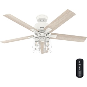 image:imageHunter Techne Indoor Ceiling Fan Smart Quiet 52 inch Matte Black  with LED Lights and Remote Control Standard Mount 5 Blades For Bedroom Living Room Kitchen 52311Matte White