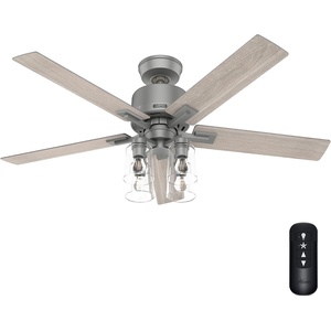 image:imageHunter Techne Indoor Ceiling Fan Smart Quiet 52 inch Matte Black  with LED Lights and Remote Control Standard Mount 5 Blades For Bedroom Living Room Kitchen 52311Matte Silver