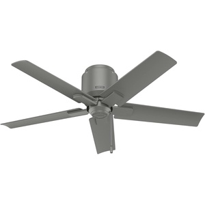 image:imageHunter Terrace Cove Outdoor or Indoor Ceiling Fan 44 inch Matte Silver  No Light Low Profile Mount Pull Chain 5 Blades For Living Room Patio Porch Garage 51582Matte Silver