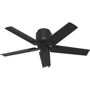 image:imageHunter Terrace Cove Outdoor or Indoor Ceiling Fan 44 inch Matte Silver  No Light Low Profile Mount Pull Chain 5 Blades For Living Room Patio Porch Garage 51582Matte Black
