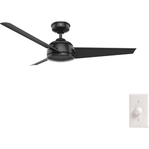 image:imageHunter Trimaran Outdoor or Indoor Ceiling Fan 52 inch Fresh White  No Light Standard Mount Wall Control 3 Blades For Living Room Patio Porch Garage 59610Matte Black