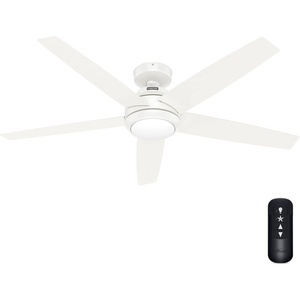 image:imageHunter Zayden Indoor Ceiling Fan Standard Mount 52 inch Matte Silver  with LED Light and Remote Control Quiet 5 Blades For Bedroom Living Room Kitchen 51696Fresh White