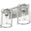 image:imageHunter  Astwood 2Light Brushed Nickel Caged Style Dimmable Medium Size Vanity Light for Bedrooms Kitchens Foyers Bathrooms  48002